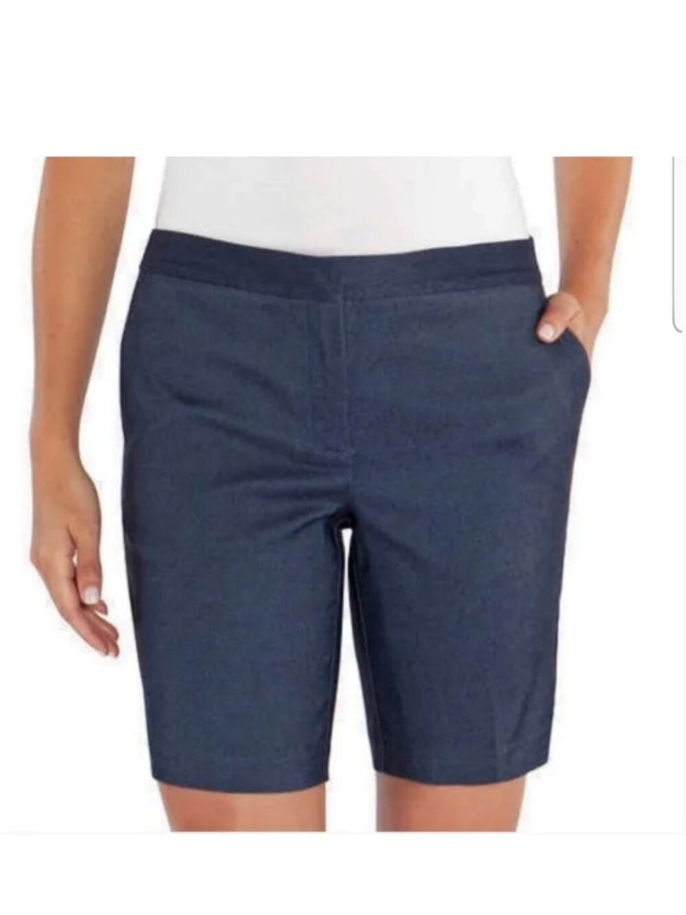 Mario Serrani Italy Bermuda Blue Stretchy Pull On Shorts (14) 8.5" Inseam NWT!